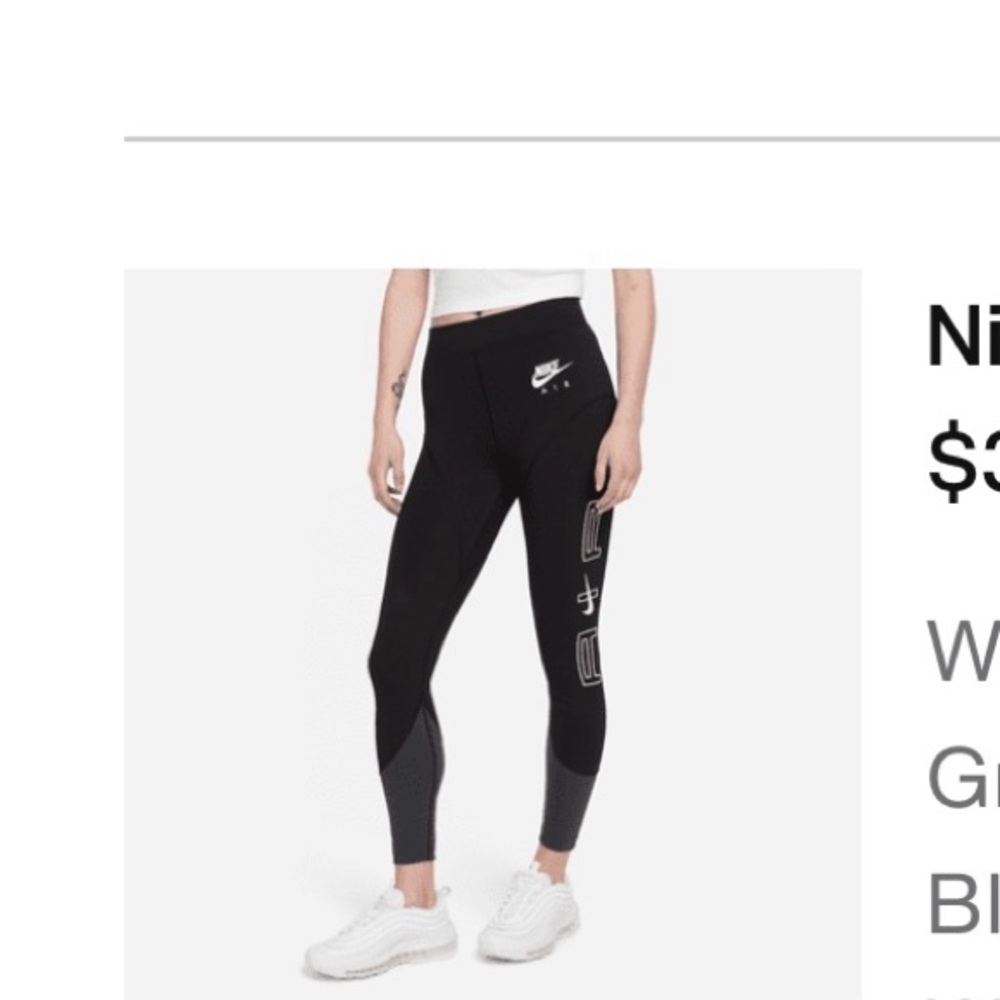 Nike Black and Dark Gray Graphic Leggings
